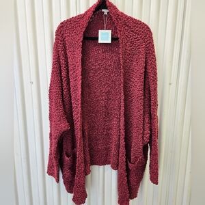 NWT Hayden Rich Burgundy Textured Cardigan